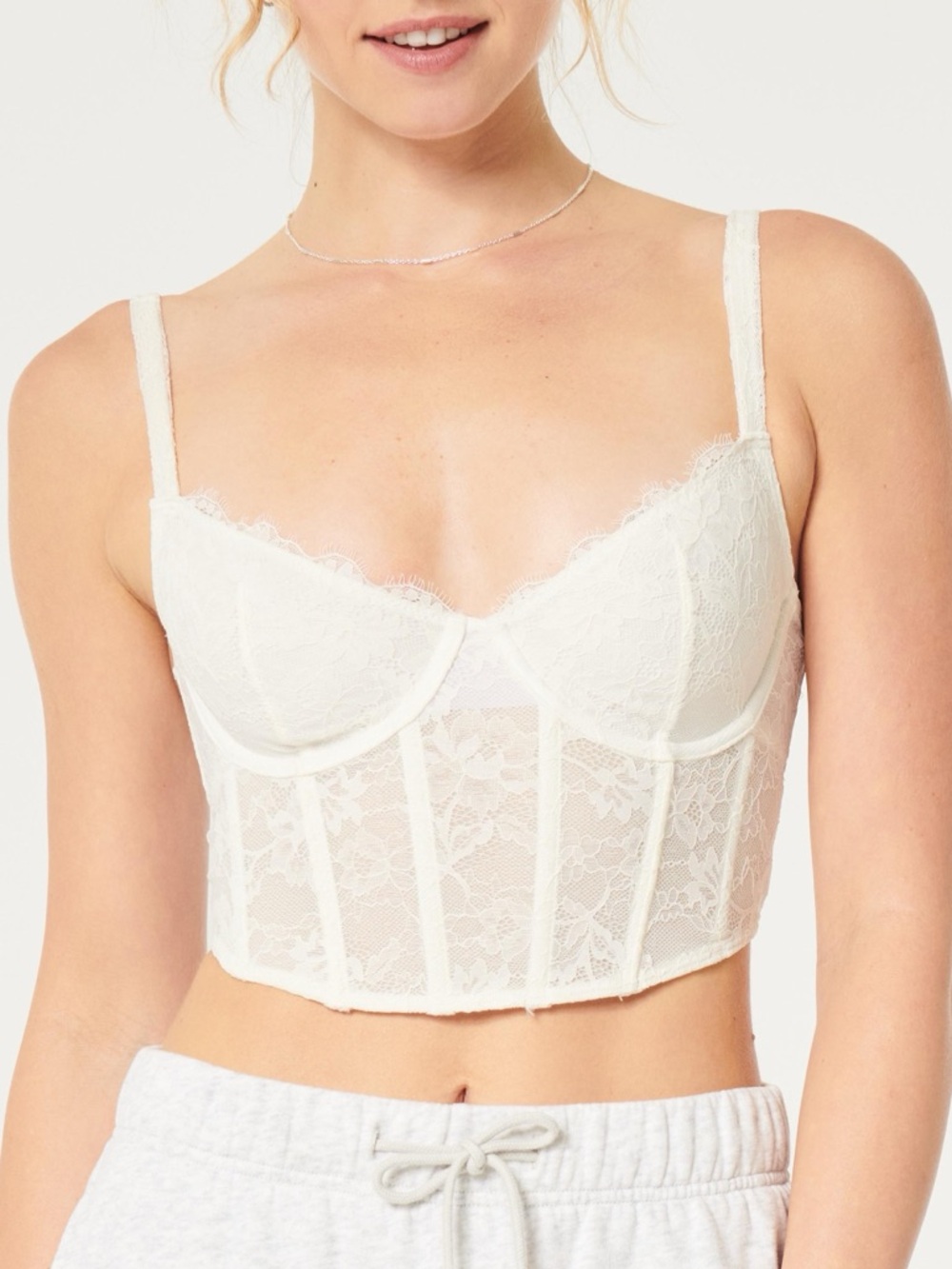 Gilly Hicks White Lace Longline Bralette